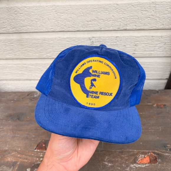 Vintage Williams Mine Rescue team trucker hat corduroy mesh snapback - Picture 2 of 5